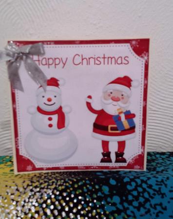 Christmas Jolly Santa & Snowman 8x8 Topper by Tracy Despard