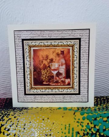 White Wine and Grapes 7x7 Card with Insert by Tracy Despard