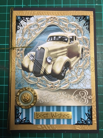 Gold Car Framed Pyramid Card by Tracy Leitch