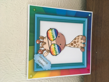 The Rainbow Animal Collection Giraffe 6x6  by Tracy Morley