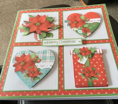 Red poinsettia 7x7 card by Tracy Morley