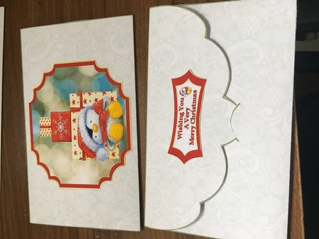 Penguin Christmas Present Pile - Money Wallet by Tracy Morley
