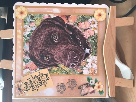 Peach floral Labrador card front 2 by Tracy Morley