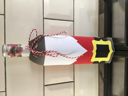 Santa wine bottle sleeve svg, Christmas bottle wrapper  by Tracy Morley