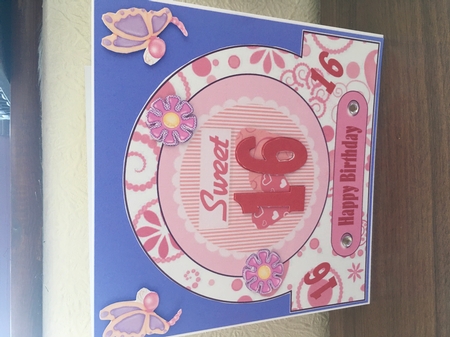 Sweet 16 Happy Birthday Large Card Front by Tracy Morley