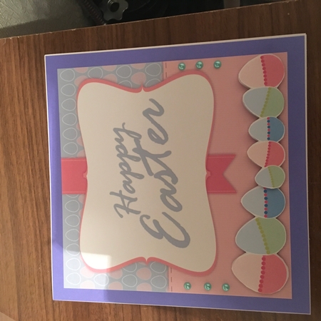 Large Square Pink & Blue Easter Card by Tracy Morley