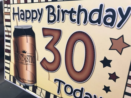 5x7 30th Birthday Beer Scallop Corner by Tracy Morley