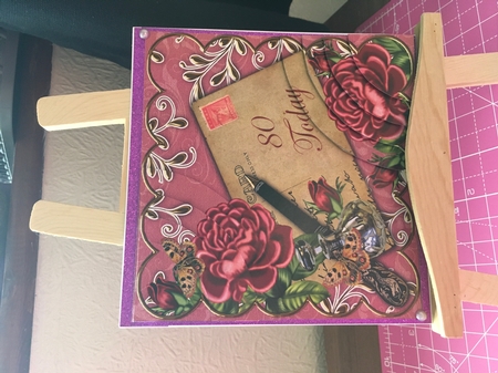 Deep Pink Roses 80 Today 6in Duo Corner Stacker by Tracy Morley