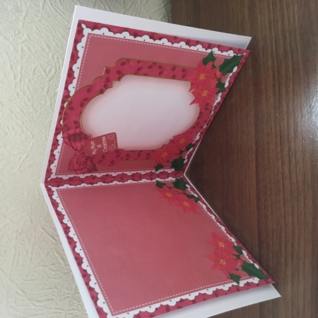 Red Poinsettia Mum at Christmas to Fit 6in Folded Insert by Tracy Morley