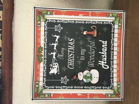 Merry Christmas Husband Decoupage 8x8ins Topper  by Tracy Morley