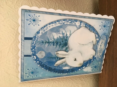 JJ WINTER WHITE RABBIT BIRTHDAY OR CHRISTMAS 5X7 by Tracy Morley