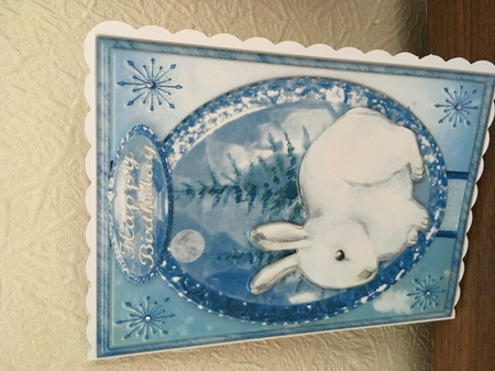 JJ WINTER WHITE RABBIT BIRTHDAY OR CHRISTMAS 5X7 by Tracy Morley