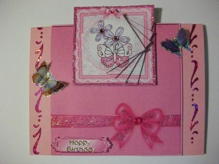 Fluttery Butterfly - No-Hole Easy Over the Edge Card & Spiral Pyramid Topper by Tracy Priddle
