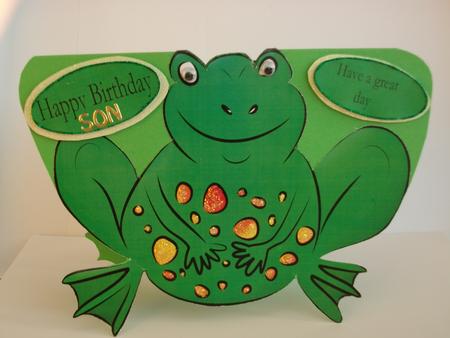 A Frog Comes a Walking Shaped Card Great for a Kids Birthday by Tracy Priddle
