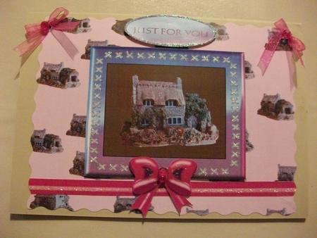 Country Cottage in Cross-stitched Frame by Tracy Priddle