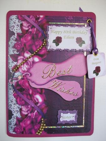 Best Wishes Purple Roses A4 Picture Sheet by Tracy Priddle