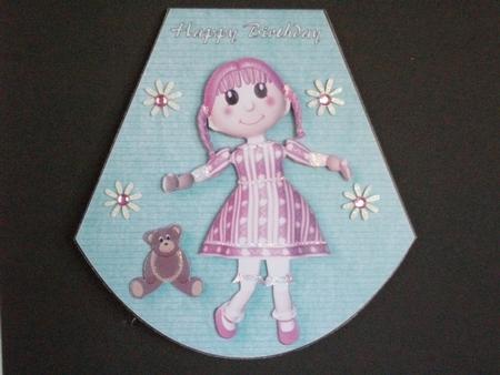 Rag Doll with Teddy Bear Wobble Card by Tracy Priddle