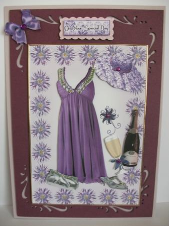 Purple Diamonte Dress in Flower Frame by Tracy Priddle