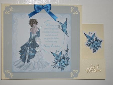 Square Card Front with Lady Flowers and Verse by Tracy Priddle