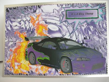 It's a Boy Thing! Customized Car with Flames by Tracy Priddle