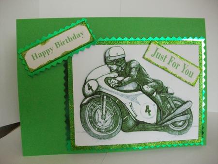 Green Sepia Vintage Motor Bike by Tracy Priddle