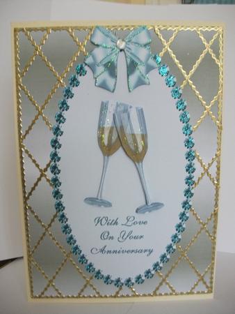 Champagne Glasses Card Front - Your Anniversary by Tracy Priddle