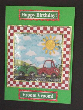 Vroom Vroom Shaker/picture Frame Card by Tracy Priddle