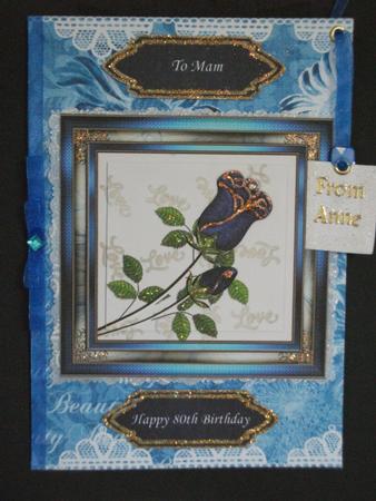 Framed Blue Love Roses - 5x5 by Tracy Priddle