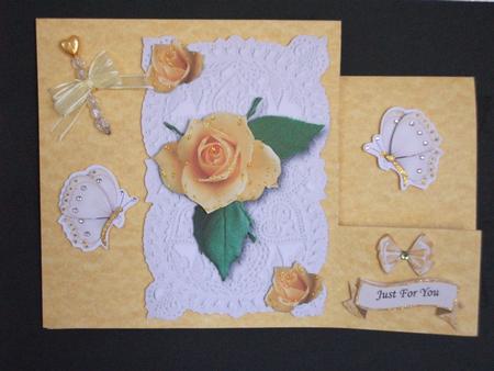 Yellow Rose on Cream Ecru Lace by Tracy Priddle