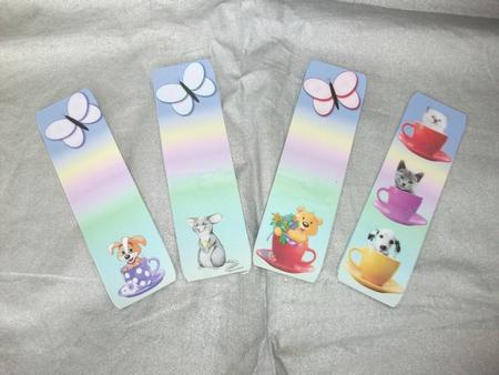 Cute Little Animals in Cups Bookmarks by Tracy Priddle