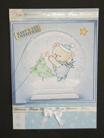 Baby's First Christmas Snowglobe Fan Pyramage Topper by Tracy Priddle