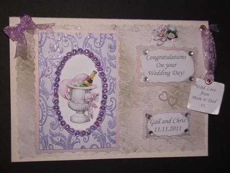 Purple A5 Card with Pearl Frame by Tracy Priddle