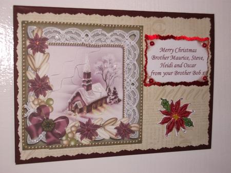 Church Lights Plum Poinsettia 5in Wavy Triangle Stacker by Tracy Priddle
