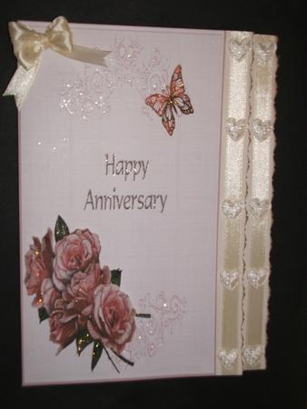 Happy Anniversary Roses and Butterflies Decoupage by Tracy Priddle