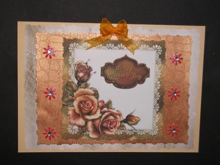 Mother's Day Copper Rose Card Front by Tracy Priddle