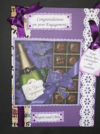 8 x 8 Engagement Champers Chocs N Roses Scalloped Corner by Tracy Priddle