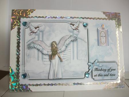 Angel Stairway to Heaven Thinking of You or Sympathy Card by Tracy Priddle