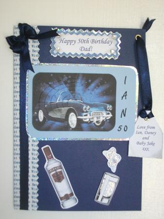 Blue Sports Car on Abstract Star Background, Oval Pyramids by Tracy Priddle