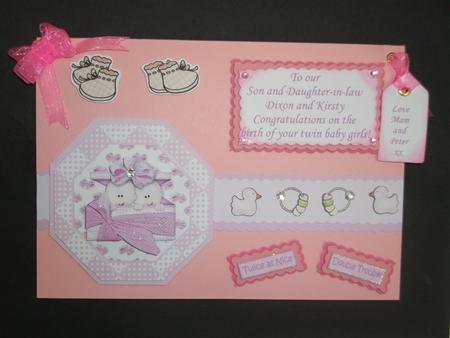 Twin Girls Quick Card with Decoupage by Tracy Priddle