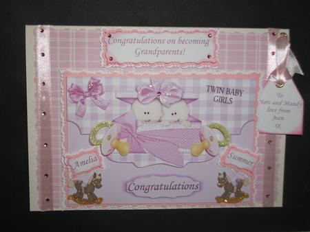 Double Trouble, Twin Baby Girls A4 by Tracy Priddle