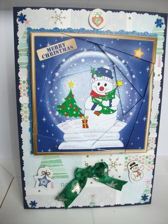 Cheeky Xmas Snowman Snowglobe Twisted Spiral Side Stacker by Tracy Priddle
