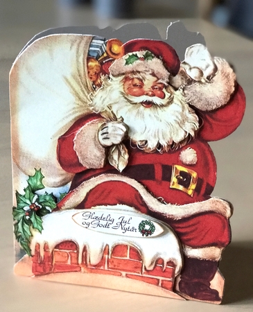 Shaped Card Front Santa Decoupage by Ulla Skraedderdal