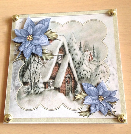Vintage Christmas 7x7 card with decoupage by Ulla Skraedderdal