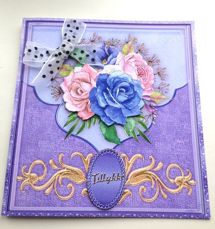 Beautiful Lilac envelope card with Roses  by Ulla Skraedderdal