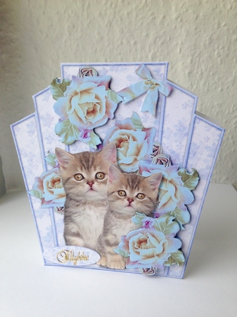 Purrrfect Birthday Cute Kitten & Vintage Roses by Ulla Skraedderdal