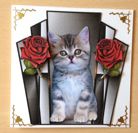 Purrrfect Birthday Cute Kitten &  RedRoses by Ulla Skraedderdal