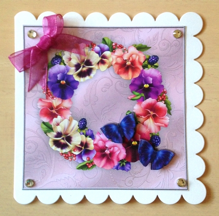 Violets & Butterflies card topper by Ulla Skraedderdal