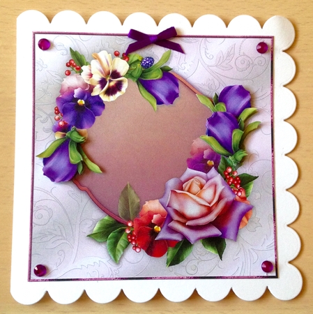 Violets & Roses  card topper by Ulla Skraedderdal