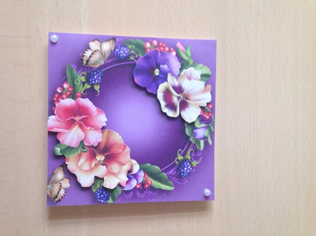 Pansies & Butterflies 8x8 by Ulla Skraedderdal
