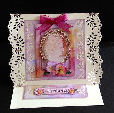 Victorian Cameo and pansies by Ulla Skraedderdal